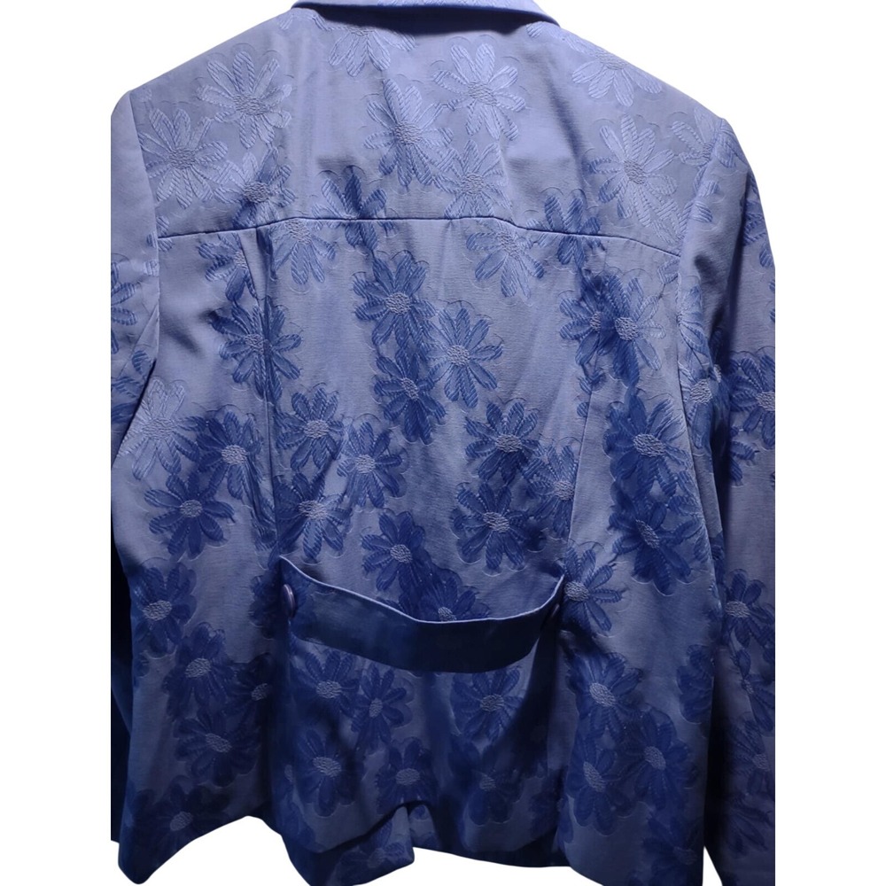 Sag Harbor Woman Floral Blazer Jacket Light Blue Size 16W - Picture 2 of 6